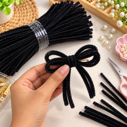 Black Pipe Cleaner Craft Sticks for DIY Flowers, Figures, Art & Craft – 100 Pieces (1 Packet)