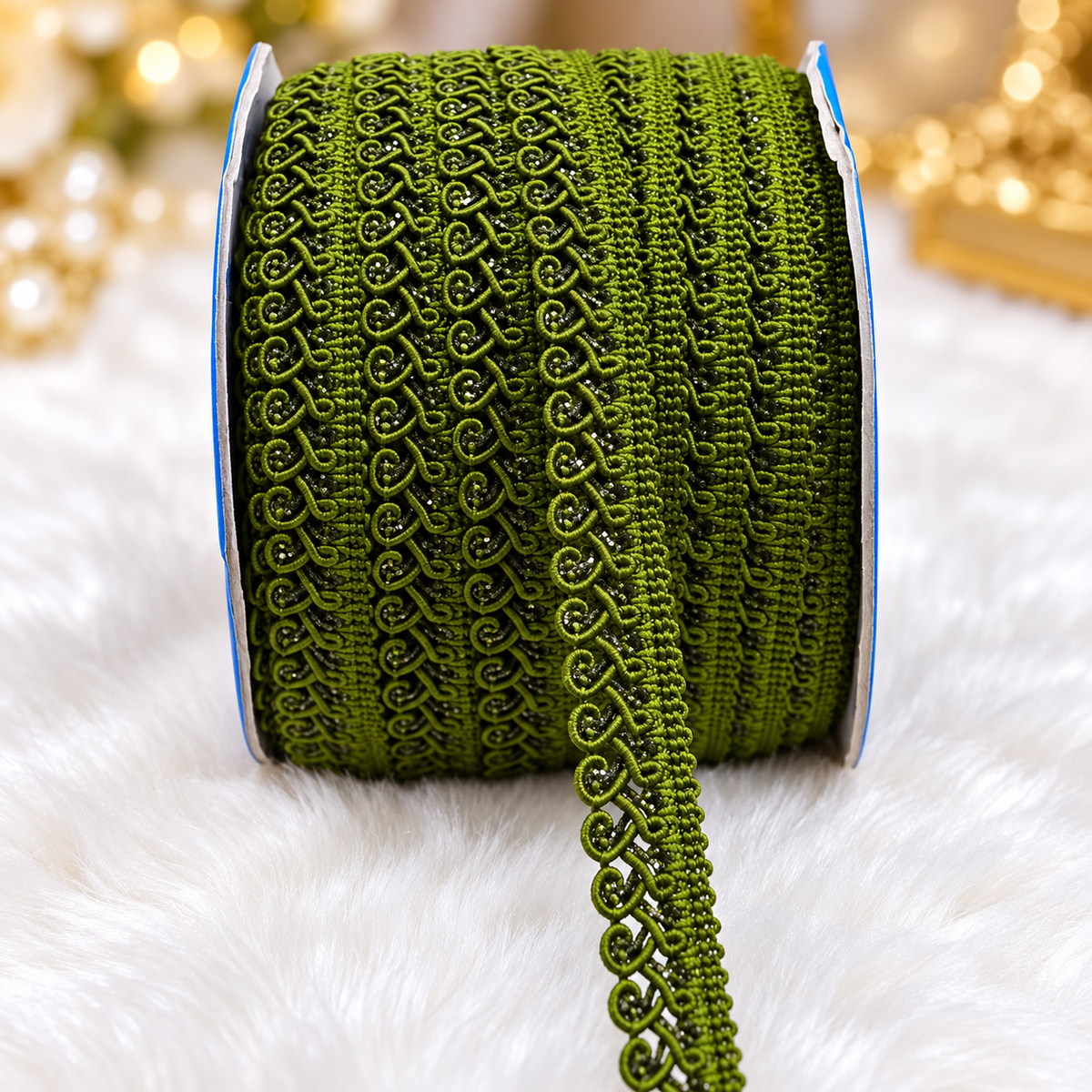 Mehndi Green Designer Loop Lace Border 18 Meter | Decorative Embroidered Lace Trim for Saree, Blouse, Kurti, Dupatta & Lehenga
