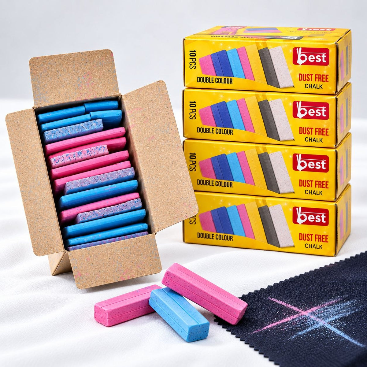 Dust Free Tailor Chalk for Fabric Marking – Multicolour, Pack of 10 Pieces