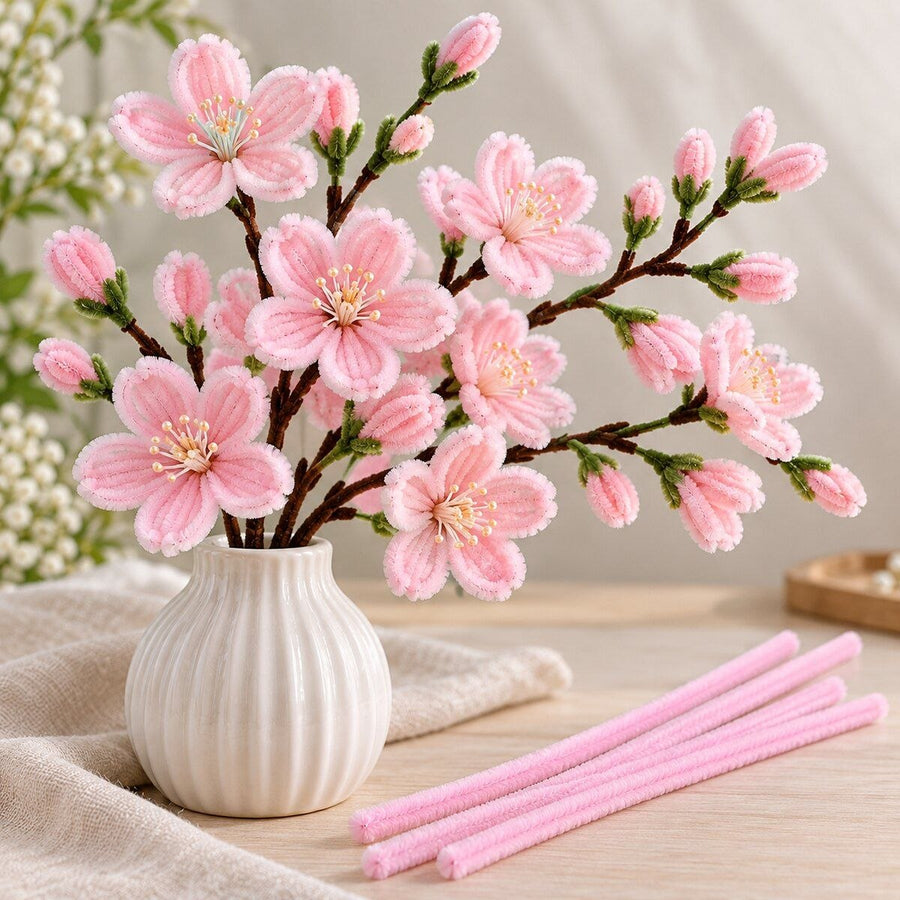 Baby Pink Pipe Cleaner Craft Sticks for DIY Flowers, Art & Craft – 100 Pieces (1 Packet)