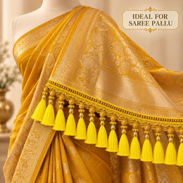 Premium Saree Pallu Latkan Lace 1.25 Metre | Designer Tassel Border Lace for Saree Pallu, Blouse & Dupatta