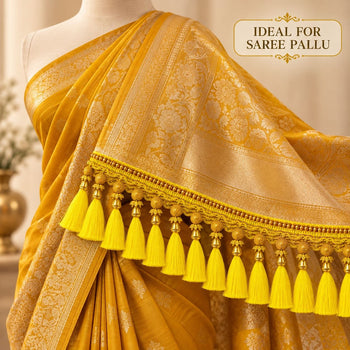 Premium Saree Pallu Latkan Lace 1.25 Metre | Designer Tassel Border Lace for Saree Pallu, Blouse & Dupatta