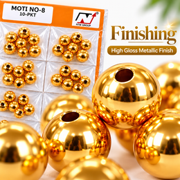 Golden Moti Beads No. 8 for Blouse, Saree, Lehenga & Latkan Craft Work – 10 Packet Card