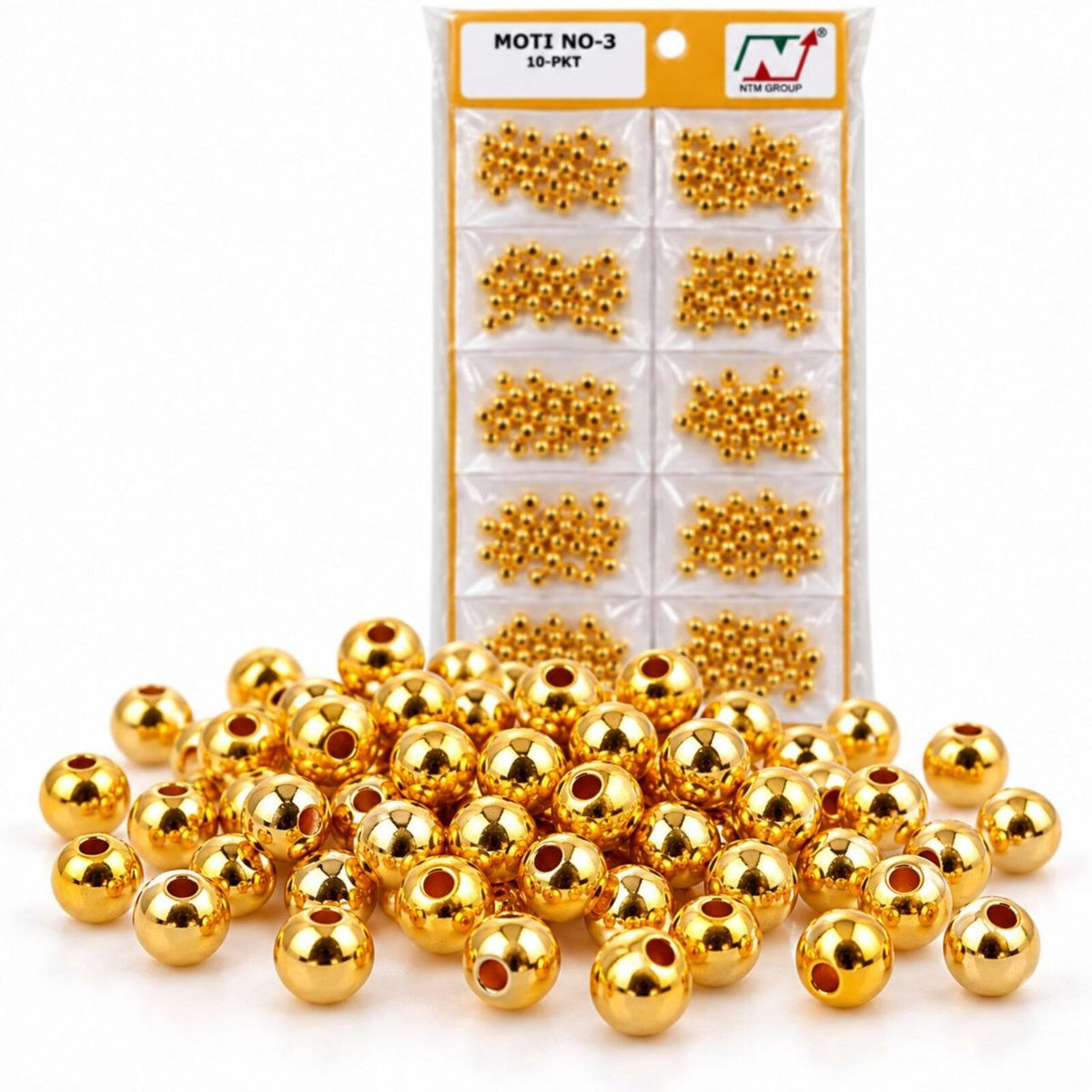 Golden Moti No. 3 – 10 Packet Pack for Blouse, Latkan, Jewellery & Craft Work