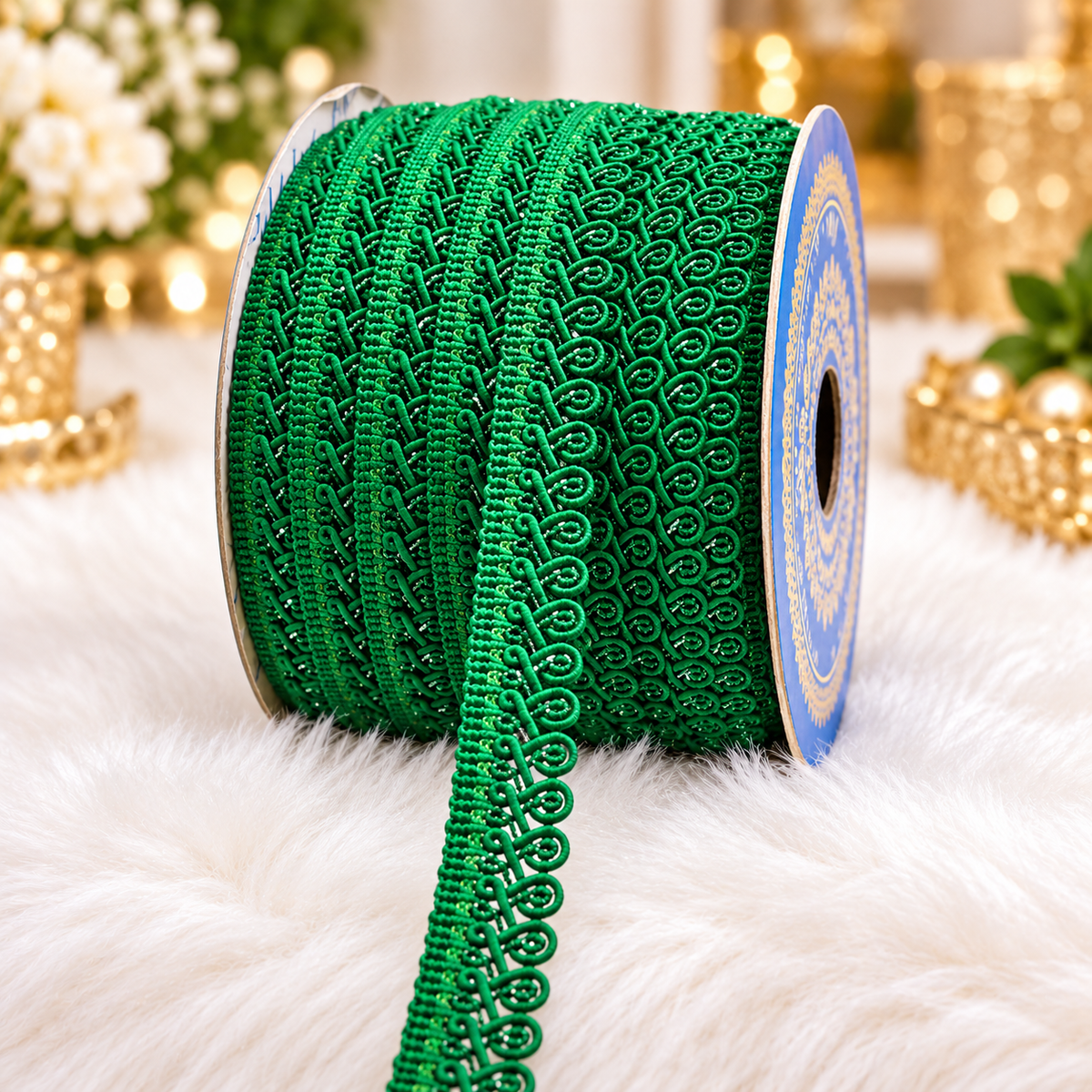 Emerald Green Designer Loop Lace Border 18 Meter | Premium Decorative Lace Trim for Saree, Blouse, Kurti, Dupatta, Lehenga & Ethnic Wear