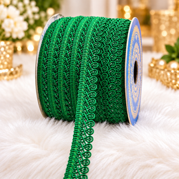 Emerald Green Designer Loop Lace Border 18 Meter | Premium Decorative Lace Trim for Saree, Blouse, Kurti, Dupatta, Lehenga & Ethnic Wear