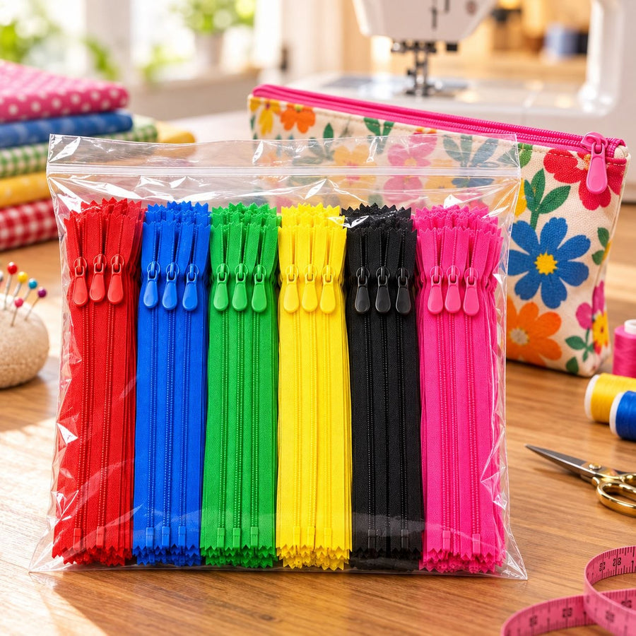 Women’s Garment Zippers for Blouse, Kurti & Dresses – Multicolour, Pack of 60 Pieces