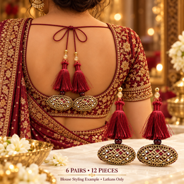 Maroon & Gold Decorative Tassel Latkan for Blouse & Lehenga – Pack of 12 Pieces, 6 Pairs