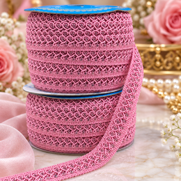 Baby Pink Designer Loop Lace Border 18 Meter | Decorative Embroidered Lace Trim for Blouse, Kurti, Saree, Dupatta & Lehenga