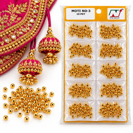 Golden Moti No. 3 – 10 Packet Pack for Blouse, Latkan, Jewellery & Craft Work
