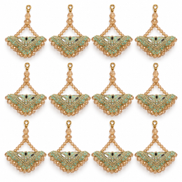 Mint Green & Gold Designer Beaded Latkan for Blouse & Lehenga – 6 Pair (12 Pieces)