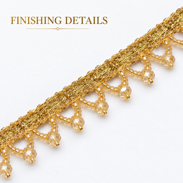 Golden Beaded Hanging Lace Border for Saree, Blouse & Dupatta – 9 Meter