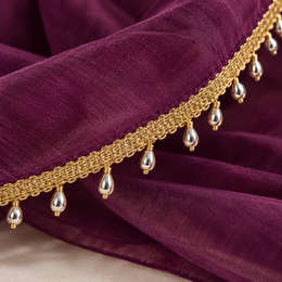 Premium Gold & Silver Teardrop Hanging Lace Border – 9 Meter | Designer Metallic Moti Latkan Lace for Saree, Blouse, Dupatta & Lehenga