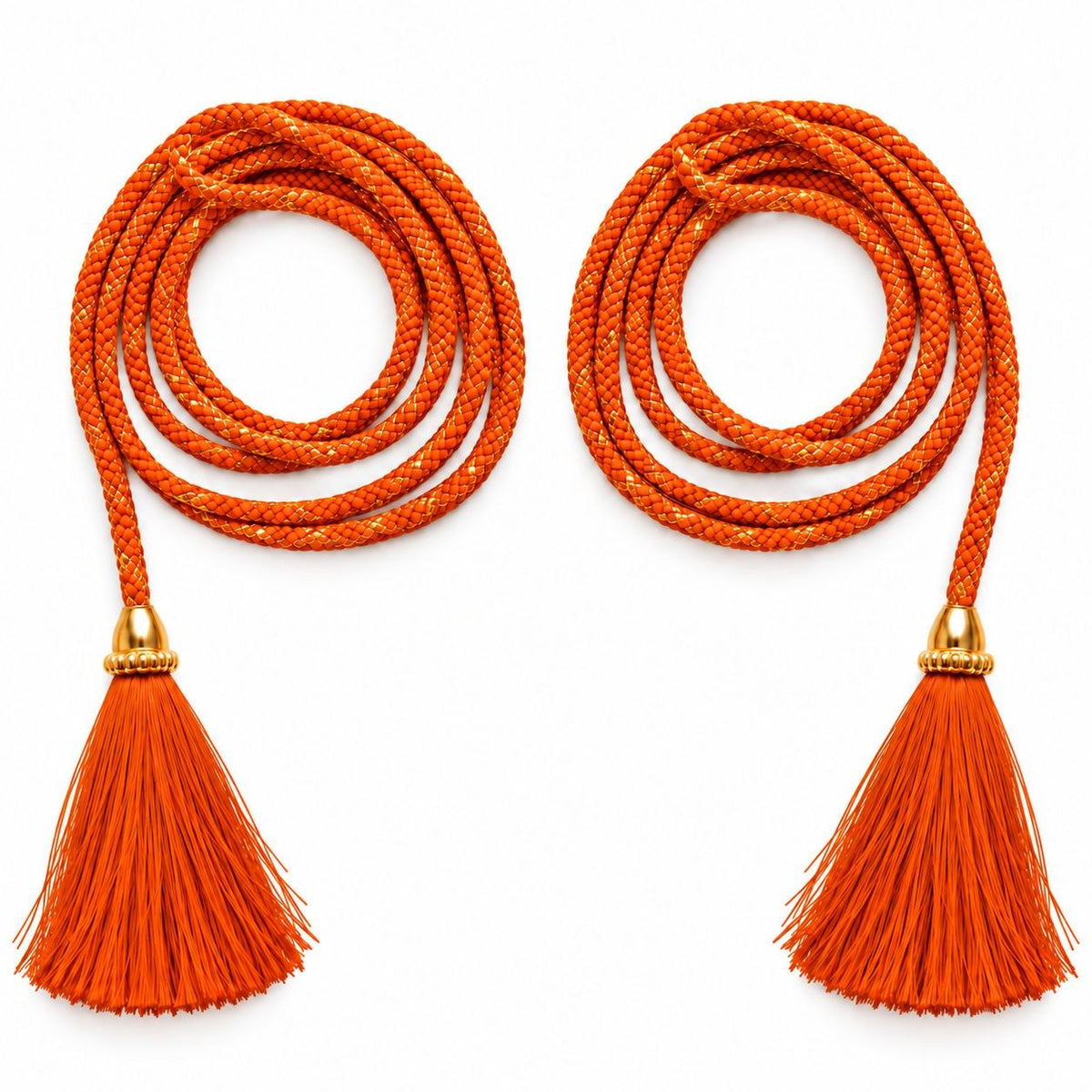 Orange Blouse Dori with Tassel Latkan | 1 Meter Braided Dori | Pack of 12