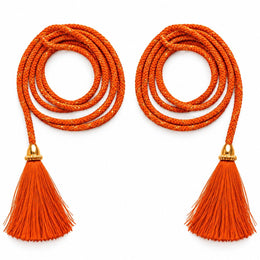 Orange Blouse Dori with Tassel Latkan | 1 Meter Braided Dori | Pack of 12