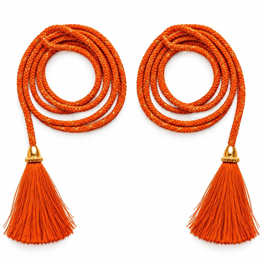 Orange Blouse Dori with Tassel Latkan | 1 Meter Braided Dori | Pack of 12
