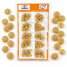 C-28361 Golden Designer Stone Buttons for Kurti, Blouse & Dress – 10 Packets