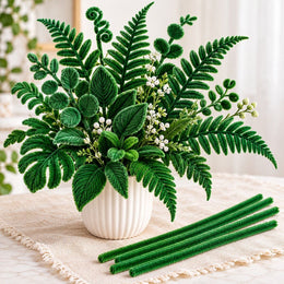 Dark Green Pipe Cleaner Craft Sticks for DIY Flowers, Leaves & Art – 100 Pieces (1 Packet)