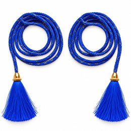 Royal Blue Blouse Dori with Tassel Latkan | 1 Meter Braided Dori | Pack of 12