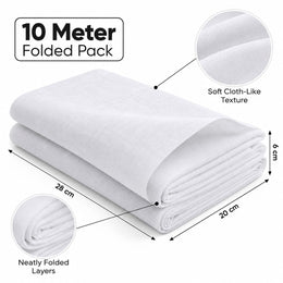 White Bukram Fabric for Tailoring & Collar Making | 10 Meter Folded Pack | Shirt, Kurti, Blouse & Garment Interlining