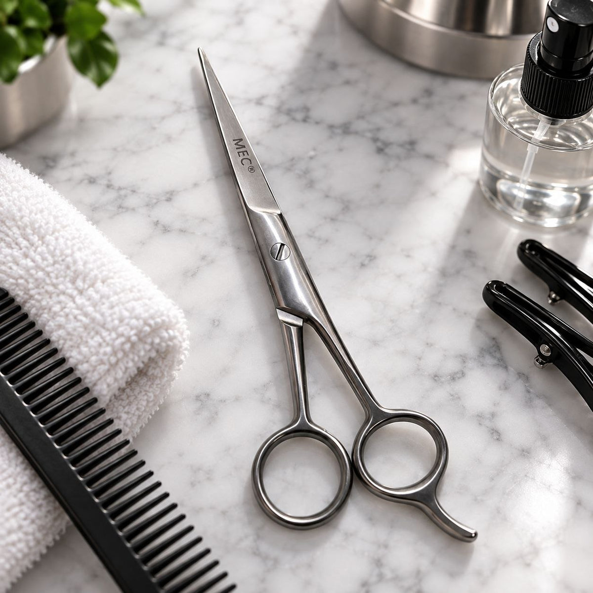 MEC Professional Hair Cutting Scissor 6.5 Inch | Stainless Steel Salon Scissors with Finger Rest