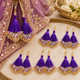 Royal Purple Decorative Tassel Latkan for Blouse, Lehenga & Saree – Pack of 12 Pieces (6 Pairs)