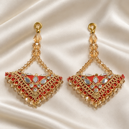 Red & Gold Designer Beaded Latkan for Blouse & Lehenga – 6 Pair (12 Pieces)