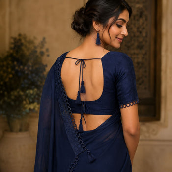 Navy Blue Silk Thread Tassel Latkan with Decorative Beads for Blouse, Saree, Lehenga & Dupatta – Pack of 10 Pieces