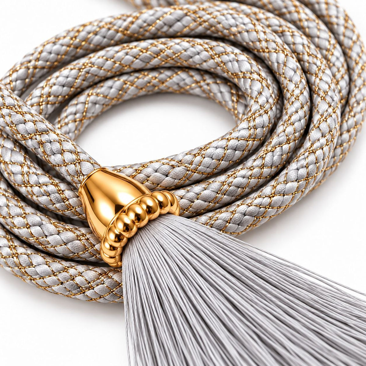 Silver Blouse Dori with Tassel Latkan | 1 Meter Braided Decorative Dori | Pack of 12
