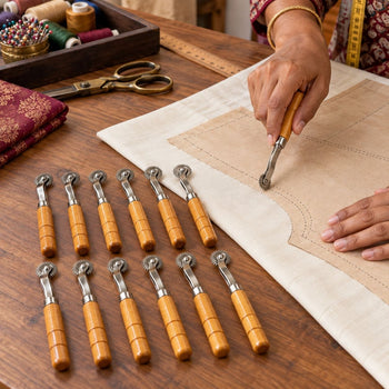 Tailor Tracing Wheel with Wooden Handle for Fabric Pattern Marking & Sewing