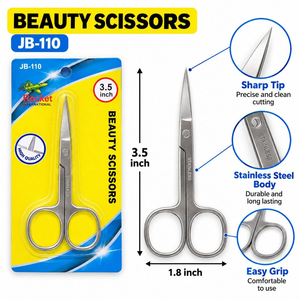 Beauty Scissors 3.5 Inch Stainless Steel Sharp Scissors | Pack of 12