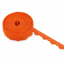 Decorative Lace Orange Colour 18 Meter Floral Edge Lace for Blouse Saree and Craft
