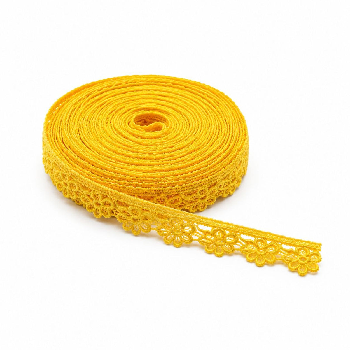 Yellow Decorative Floral Edge Lace Trim for Blouse, Saree & Craft – 18 Meter