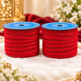 Red Designer Loop Lace Border 18 Meter | Decorative Embroidered Lace Trim for Saree, Blouse, Kurti, Dupatta & Lehenga