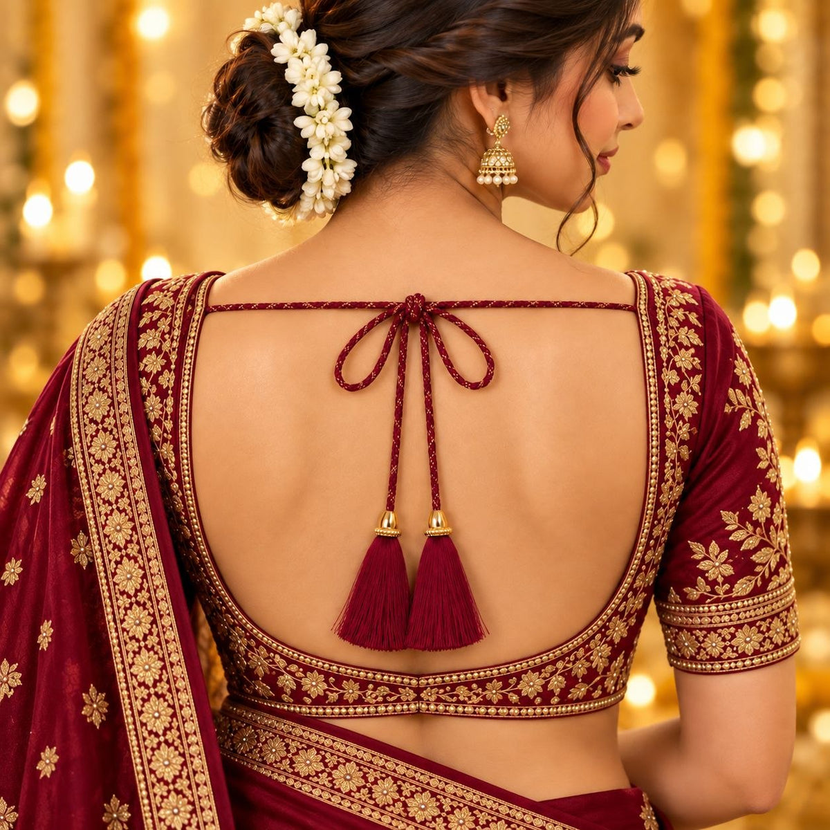Maroon Blouse Dori with Tassel Latkan | 1 Meter Braided Dori | Pack of 12