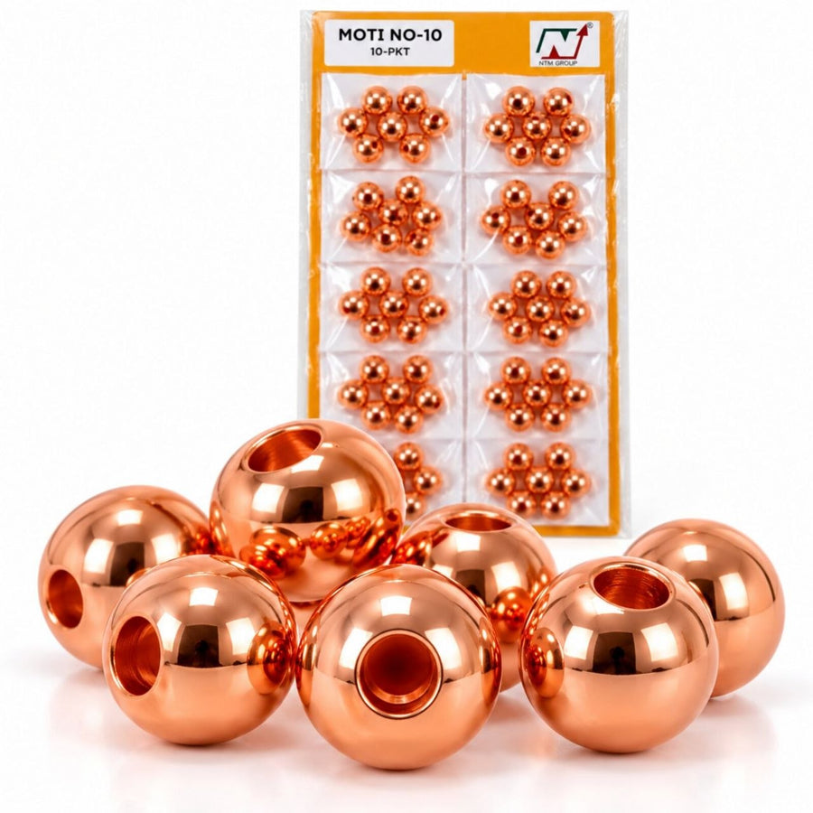 Moti No. 10 Copper Beads for Latkan, Blouse, Lehenga & Craft – Pack of 10 Packets