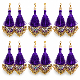 Royal Purple Decorative Tassel Latkan for Blouse, Lehenga & Saree – Pack of 12 Pieces (6 Pairs)