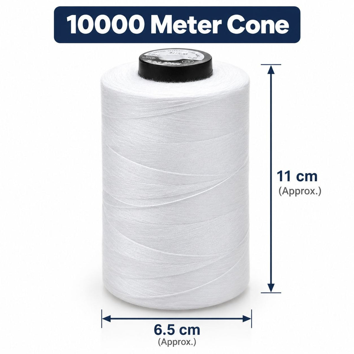 White Interlock Thread 10000 Meter Cone | Polyester Overlock Sewing Thread