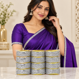 Silver Round Sequin Designer Lace Border for Saree, Blouse & Dupatta – 9 Meter Each, Pack of 12