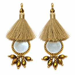 Golden Mirror Work Tassel Latkan for Blouse & Lehenga – 6 Pair (12 Pieces)