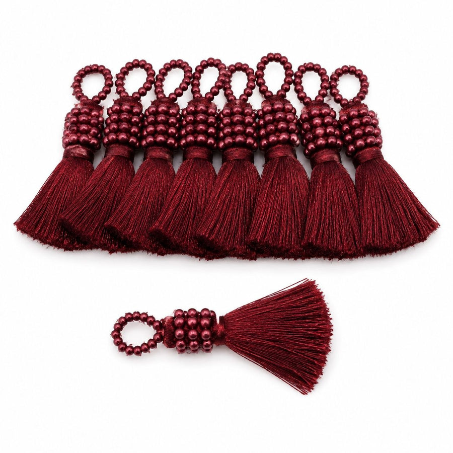Premium Wine Maroon Silk Thread Tassel Latkan with Decorative Beads for Blouse, Saree, Lehenga & Dupatta – Designer Hanging Tassels