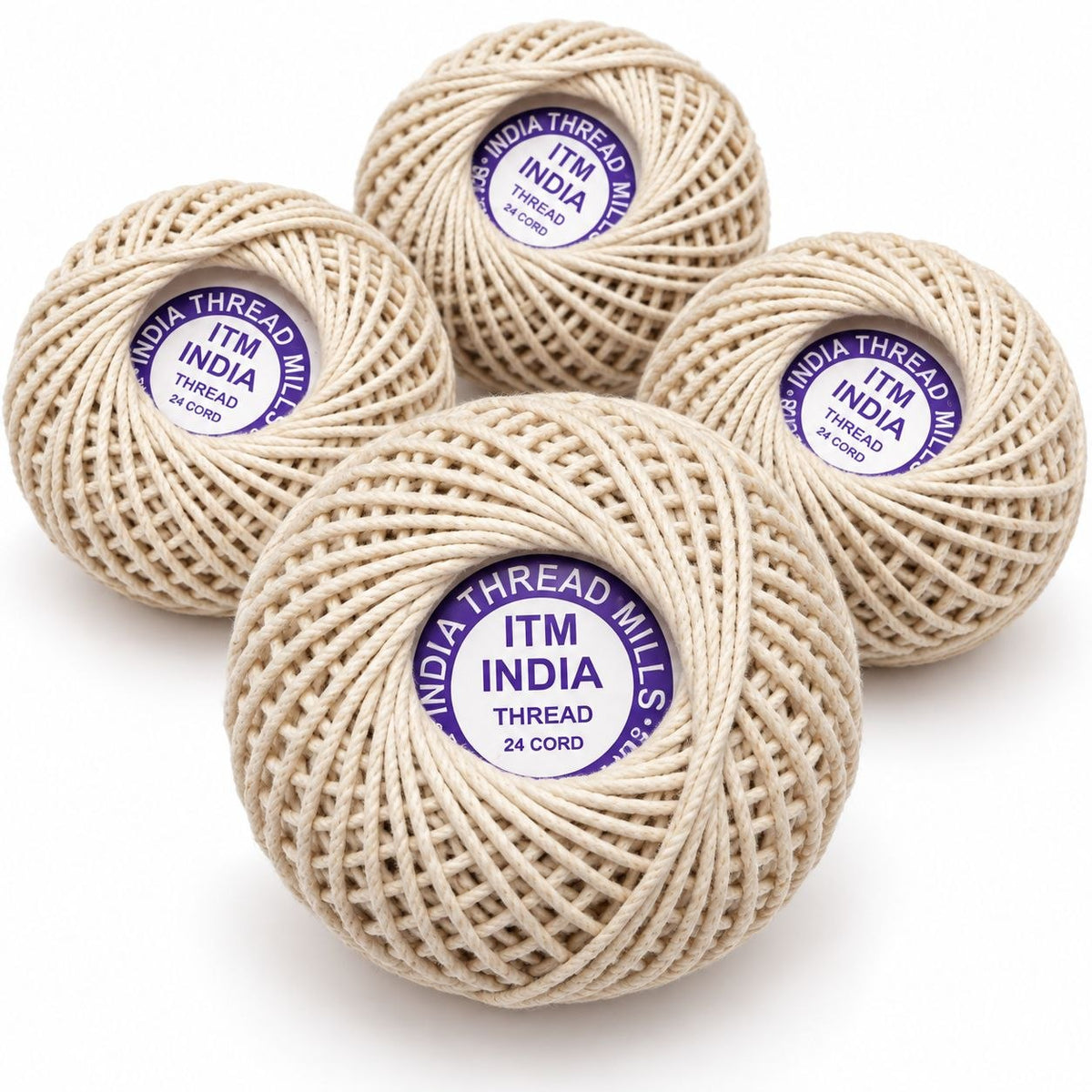 ITM India 24 Cord Cotton Thread Ball Pack of 4 | Crochet, Sewing & Piping Thread