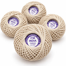 ITM India 24 Cord Cotton Thread Ball Pack of 4 | Crochet, Sewing & Piping Thread