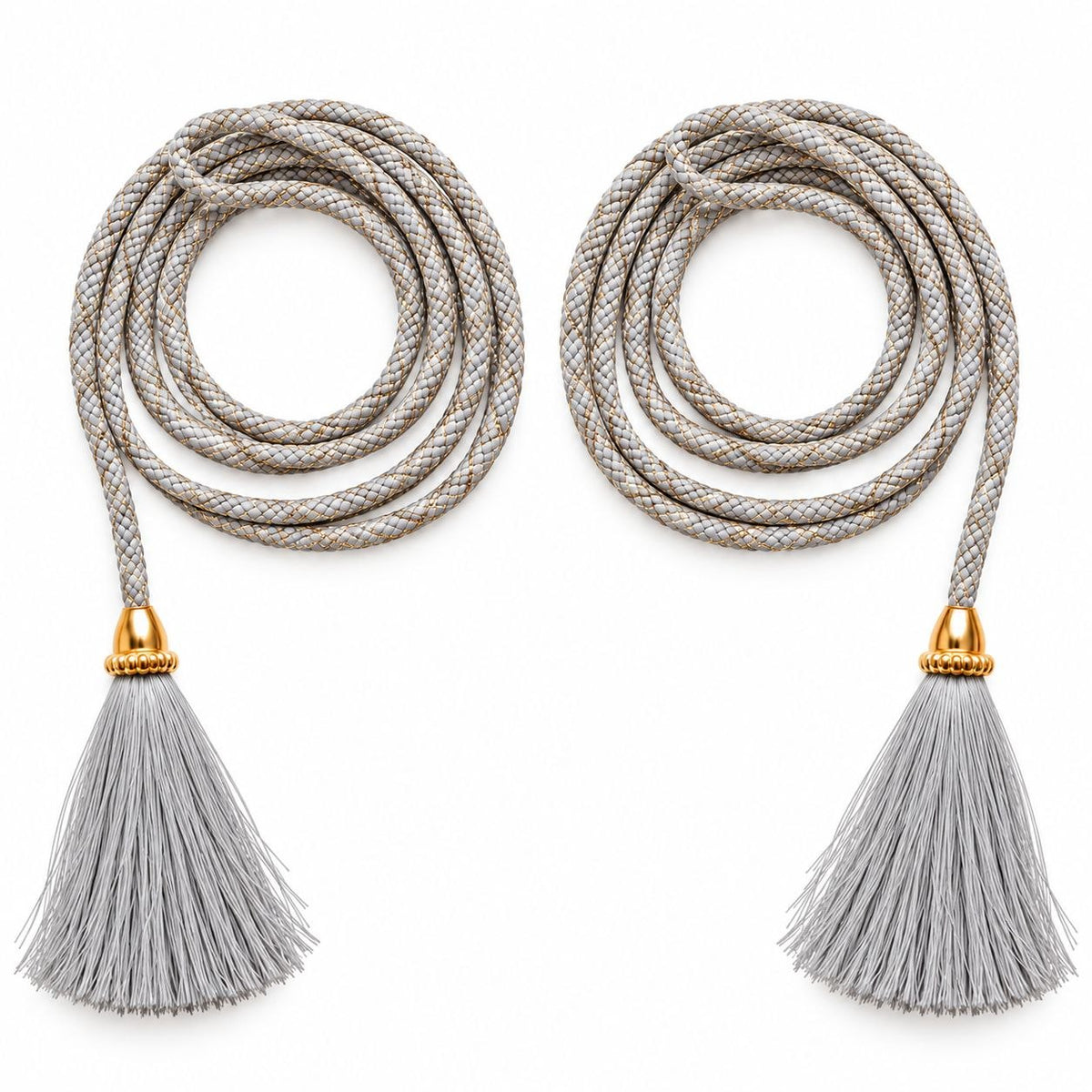 Silver Blouse Dori with Tassel Latkan | 1 Meter Braided Decorative Dori | Pack of 12