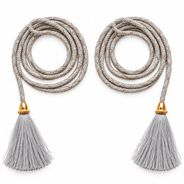 Silver Blouse Dori with Tassel Latkan | 1 Meter Braided Decorative Dori | Pack of 12