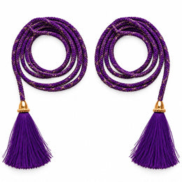 Purple Blouse Dori with Tassel Latkan | 1 Meter Braided Dori | Pack of 12