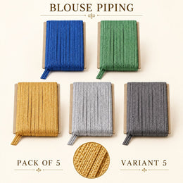Blouse Piping Dori Pack of 5 Colours | Blue, Green, Golden, Silver & Grey | Tailoring & Blouse Stitching