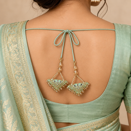 Mint Green & Gold Designer Beaded Latkan for Blouse & Lehenga – 6 Pair (12 Pieces)