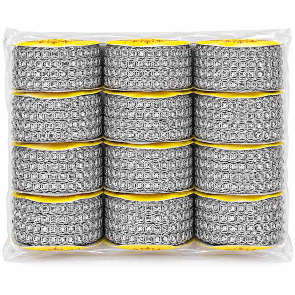 Silver Round Sequin Designer Lace Border for Saree, Blouse & Dupatta – 9 Meter Each, Pack of 12
