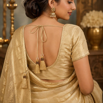 Premium Champagne Golden Silk Thread Tassel Latkan with Antique Gold Beads for Blouse, Saree, Lehenga & Dupatta – Designer Hanging Tassels
